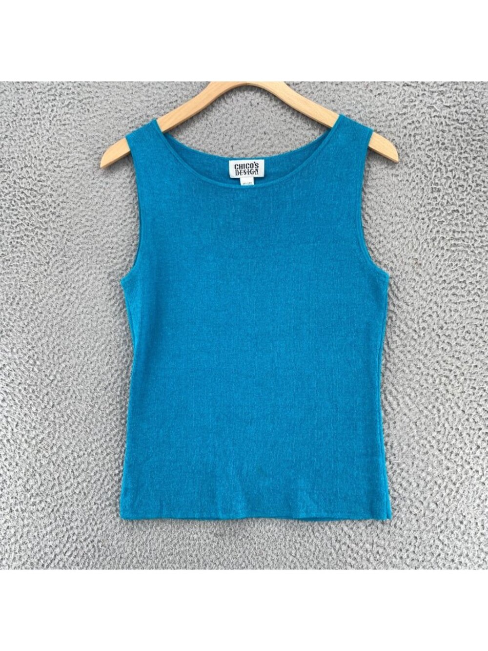 Chicos Top Womens 0 US Small Design Turquoise Linen Cotton Blend Stretch Tank